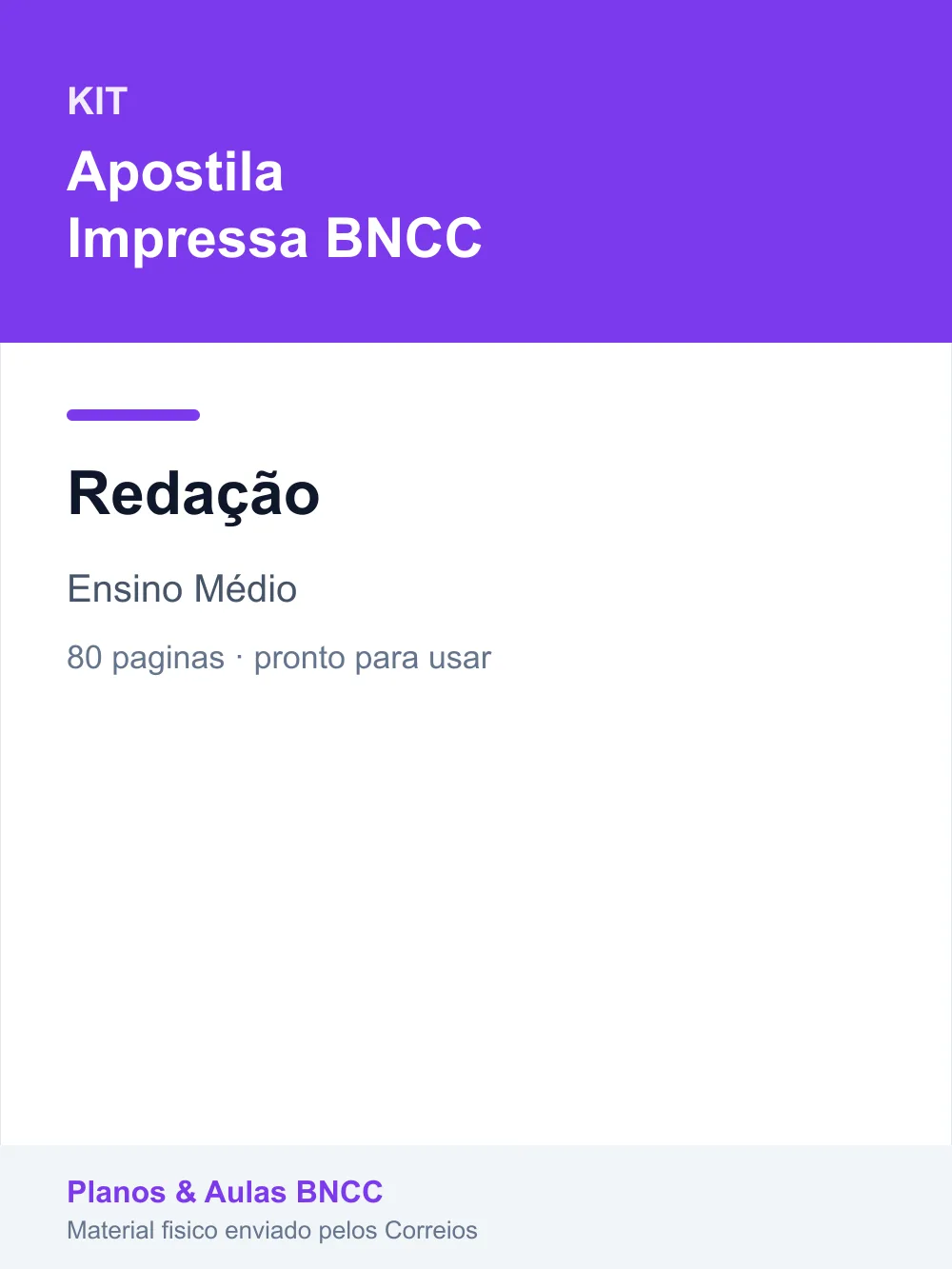 Kit Redação — Ensino Médio (Apostila Impressa BNCC)