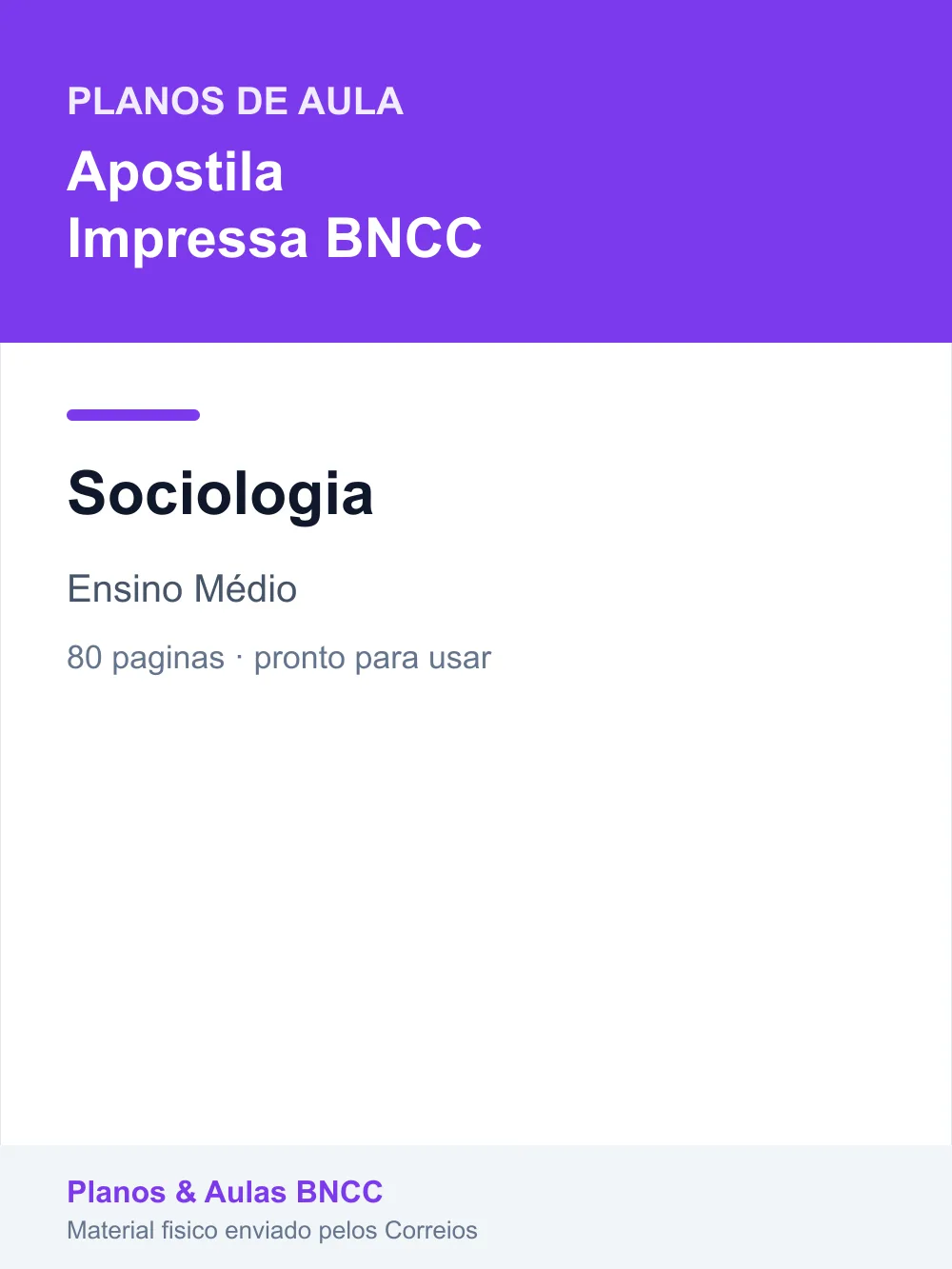 Planos de Aula de Sociologia — Ensino Médio (Apostila Impressa BNCC)